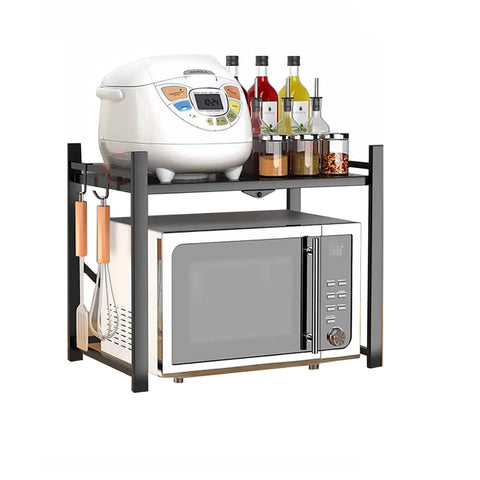 Estante Organizador Brandtrendy para Horno de microondas | Longitud ajustable | Con ruedas y estructura de acero resistente | Ideal para ahorrar espacio y mantener la cocina ordenada. | Fácil de ensamblar y limpiar.