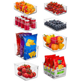 Set de 8 organizadores Brandtrendy con tapa, apilables y libres de BPA. Aptos para Refrigerador y Fáciles de limpiar.