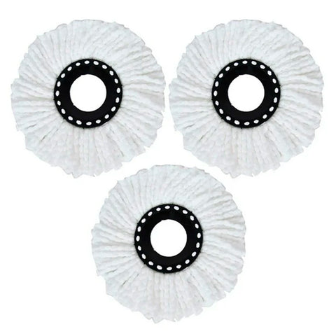 Kit Brandtrendy de 3 Mop Repuestos de Microfibra para Trapeador con Cubeta Giratoria | Súper Absorbentes, Lavables a Máquina, Atrapan Polvo y Cabello |  Compatibles con Mops de Cabezal Redondo de 15.5 cm a 16 cm