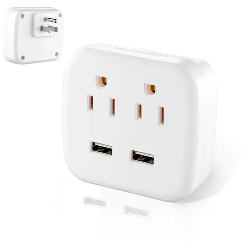 Multicontacto Portátil con 2 adaptadores USB Carga rapida inteligente