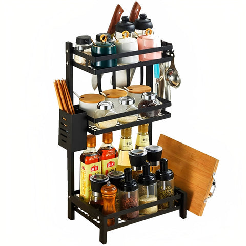 Estante Especiero Brandtrendy de Cocina de Acero Inoxidable |3 Niveles |Rack Organizador de Especias | Diseño Moderno y Ahorro de Espacio