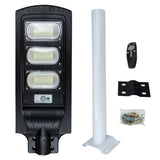 Lámpara LED Solar 90W con sensor de movimiento y control remoto. Iluminación automática sin cables, resistente al agua y con carga solar rápida. Hasta 13 horas de luz blanca fría. Ideal para exteriores, seguridad y ahorro energético