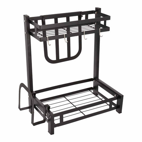 Especiero Brandtrendy Doble de 2 Niveles | Rack Organizador de Especias y Utensilios de Cocina | Acero Inoxidable | Diseño Moderno y Funcional | Fácil de Montar | Ahorra Espacio y Mantén Todo en Orden | Ideal para Cocina Moderna