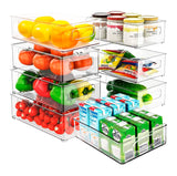 Juego Brandtrendy de 8 Organizadores Apilables para Refrigerador sin Tapa | Libres de BPA | Transparentes | Para Alacena, Despensa y Cocina | Ahorra Espacio y Optimiza el Almacenamiento | Fácil de Limpiar