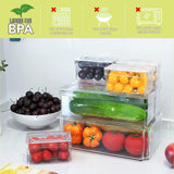 Set de 10 Organizadores Brandtrendy de Plástico para Refrigerador, Apilables con Tapa, Transparente, Libres de BPA, Optimización de Espacio, Multiusos para Despensa y Alacena