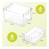 Juego Brandtrendy de 8 Organizadores Apilables para Refrigerador sin Tapa | Libres de BPA | Transparentes | Para Alacena, Despensa y Cocina | Ahorra Espacio y Optimiza el Almacenamiento | Fácil de Limpiar