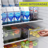 Set de 10 Organizadores Brandtrendy de Plástico para Refrigerador, Apilables con Tapa, Transparente, Libres de BPA, Optimización de Espacio, Multiusos para Despensa y Alacena