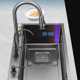 Tarja de Acero Inoxidable 68x45 cm | Fregadero Multifuncional con Grifo Desplegable, Rejilla de Enjuague, Tabla para Picar y Tina con Coladera | Diseño Moderno y Resistente, Fácil de Instalar y Limpiar | Ideal para Cocinas Prácticas y Elegantes