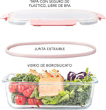 Kit 10 Contenedores herméticos de vidrio Rosa