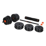 Kit Brandtrendy Mancuernas 6 en 1 de 30 KG Multifuncional con Peso Ajustable. Convertible es Mancuernas, Barra Larga, Pesas Rusas. Diseño compacto, seguro y versátil para entrenar en casa o gimnasio.