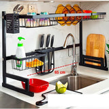 Escurridor Brandtrendy de Cocina 1 Nivel 65 cm, Multifuncional de Acero Inoxidable, con Bandejas Rack y Ganchos Móviles para Platos, Vasos y Utensilios. Fácil de Instalar, Ideal para Mantener tu Cocina Ordenada