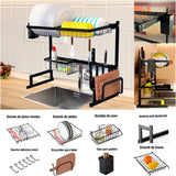 Escurridor Brandtrendy de Cocina 1 Nivel 65 cm, Multifuncional de Acero Inoxidable, con Bandejas Rack y Ganchos Móviles para Platos, Vasos y Utensilios. Fácil de Instalar, Ideal para Mantener tu Cocina Ordenada