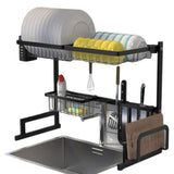 Escurridor Brandtrendy de Cocina 1 Nivel 65 cm, Multifuncional de Acero Inoxidable, con Bandejas Rack y Ganchos Móviles para Platos, Vasos y Utensilios. Fácil de Instalar, Ideal para Mantener tu Cocina Ordenada