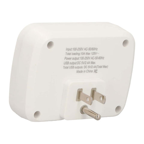 Multicontacto Fratech con 2 enchufes CA, 2 puertos USB-A y 1 USB-C. Modelo L02. Protección contra sobrecargas y cortocircuitos. Diseño compacto sin cables largos, ideal para hogar, oficina y viajes. Compatible con smartphones, laptops, cámaras y más.