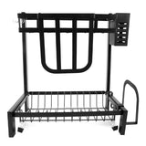 Escurridor de Cocina Compacto Brandtrendy, Doble nivel, Color Negro, con portacuchillos, portacubiertos y rejilla para tabla de picar. Fabricado en acero inoxidable resistente a la corrosión, con diseño moderno y montaje fácil