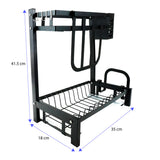 Escurridor de Cocina Compacto Brandtrendy, Doble nivel, Color Negro, con portacuchillos, portacubiertos y rejilla para tabla de picar. Fabricado en acero inoxidable resistente a la corrosión, con diseño moderno y montaje fácil