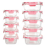 Kit 10 Contenedores herméticos de vidrio Rosa