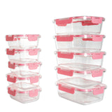 Kit 10 Contenedores herméticos de vidrio Rosa