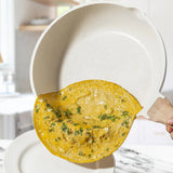 Batería de Cocina Brandtrendy de Granito Blanco Antiadherente 10 piezas | Set de Ollas, Sartenes y Tapas para Cocinar | Libre de PFOA | Apto para cocina de inducción | Fácil de limpiar