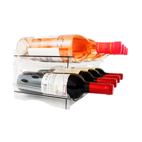 Portabotellas de Acrílico Brandtrendy | Estante 2 Niveles para 8 Botellas | Organizador para Vino, Termos, Aceites y Vinagres | Diseño Moderno y Transparente para Cocina, Bar, Restaurante y Gimnasio | Fácil Montaje y Resistente