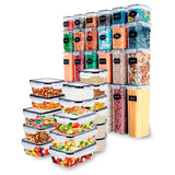 Kit para alacena Brandtrendy: 16 contenedores herméticos y 24 contenedores herméticos, liga negra