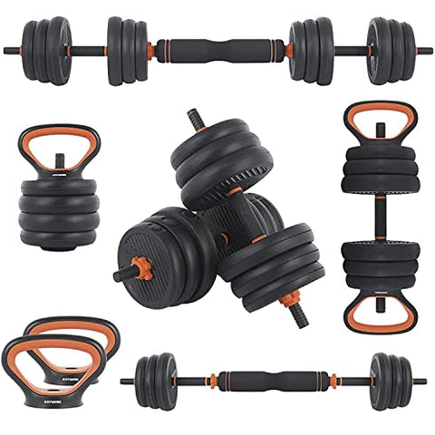 Kit de Mancuernas Brandtrendy 6 en 1 Ajustable 20 kg – Pesas Rusas, Barra y Discos para Entrenamiento en Casa y Gimnasio – Diseño Compacto y Seguro, Ideal para Rutinas Completa de Fuerza y Resistencia