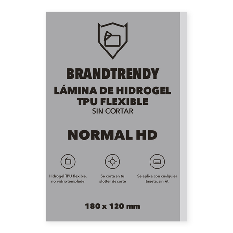Brandtrendy Lámina Hidrogel Normal HD 180 x 120 mm sin cortar