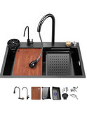 Tarja de Acero Inoxidable 68x45 cm | Fregadero Multifuncional con Grifo Desplegable, Rejilla de Enjuague, Tabla para Picar y Tina con Coladera | Diseño Moderno y Resistente, Fácil de Instalar y Limpiar | Ideal para Cocinas Prácticas y Elegantes