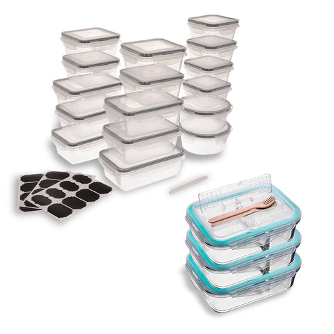Set Brandtrendy 19 Recipientes Herméticos de Vidrio y Plástico