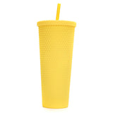 Vaso Texturizado con Popote 710ml | 1 pieza | Diseño Aesthetic de Tachuelas con Variedad de Colores | Con Tapa de Rosca | Reutilizable y Doble Pared | Agarre firme | Apto para Escuela, Gym, Picnic, Trabajo