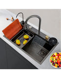 Tarja de Acero Inoxidable 68x45 cm | Fregadero Multifuncional con Grifo Desplegable, Rejilla de Enjuague, Tabla para Picar y Tina con Coladera | Diseño Moderno y Resistente, Fácil de Instalar y Limpiar | Ideal para Cocinas Prácticas y Elegantes
