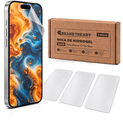 Brandtrendy Mica Hidrogel Apple iPhone 17 Pro Max Normal Mate 3 piezas