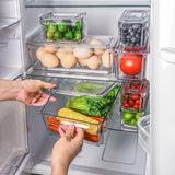 Set de 12 Organizadores Brandtrendy Apilables para Refrigerador y Despensa, Transparente, Plástico Libre de BPA, Fácil de Limpiar, Optimiza Espacio y Conserva Alimentos, Ideal para Cocina, Alacena y Más