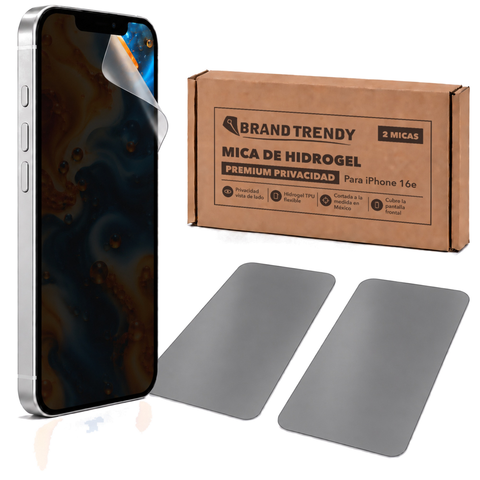 Brandtrendy Mica Hidrogel Apple iPhone 16e Premium HD Privacidad 2 piezas