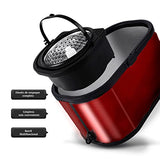 Trapeador con Cubeta Giratoria Brandtrendy | Color rojo | Exprimidor Manos libre | Mango Extensible de hasta 140 cm | Mop de Microfibra | Tapón de Drenaje | Limpieza Fácil y Rápida | Cabezal 360° | Para Todo Tipo de Pisos | Incluye Mop Adicional 