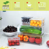 Paquete de 12 Contenedores Apilables para Refrigerador, Libres de BPA y con Tapas Transparentes para Almacenamiento de Frutas, Alimentos, Bebidas, Verduras y Más con base antideslizante