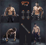 Kit Brandtrendy de Mancuernas 6 en 1 Ajustables 10 kg, Convertible en Pesas Rusas y Barra, con Discos de Diferentes Pesos, Agarraderas Push-Up y Base Compacta para Entrenamiento en Casa y Gimnasio. 