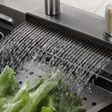 Tarja de Acero Inoxidable 68x45 cm | Fregadero Multifuncional con Grifo Desplegable, Rejilla de Enjuague, Tabla para Picar y Tina con Coladera | Diseño Moderno y Resistente, Fácil de Instalar y Limpiar | Ideal para Cocinas Prácticas y Elegantes