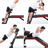 Banco para Ejercicio Brandtrendy Multifuncional Ajustable con 7 Niveles de Inclinación y 4 de Altura, Diseño Ergonómico y Respaldo Acolchado, Estructura Robusta y Compacta para Entrenamiento de Fuerza en Casa o Gimnasio, Color Negro y Rojo