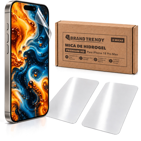 Brandtrendy Mica Hidrogel Apple iPhone 18 Pro Max Premium HD 2 piezas