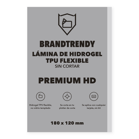 Brandtrendy Lámina Hidrogel Premium HD 180 x 120 mm sin cortar