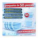 Brandtrendy 50 Cubrebocas Triple Capa Plisado con Ajuste Nasal Ajuste cómodo, Bandas elásticas, Resistentes y Suaves cubrebocas quirúrgico Triple Capa
