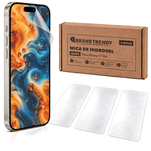 Brandtrendy Mica Hidrogel Apple iPhone 17 Pro Normal Mate 3 piezas