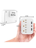 Multicontacto Fratech con 2 enchufes CA, 2 puertos USB-A y 1 USB-C. Modelo L02. Protección contra sobrecargas y cortocircuitos. Diseño compacto sin cables largos, ideal para hogar, oficina y viajes. Compatible con smartphones, laptops, cámaras y más.