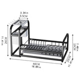 Escurridor de almacenamiento de platos multifuncional con extensión para cubiertos y tabla de cocina