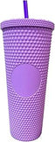 Vaso Texturizado con Popote 710ml | 1 pieza | Diseño Aesthetic de Tachuelas con Variedad de Colores | Con Tapa de Rosca | Reutilizable y Doble Pared | Agarre firme | Apto para Escuela, Gym, Picnic, Trabajo