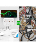 Multicontacto Fratech con 2 enchufes CA, 2 puertos USB-A y 1 USB-C. Modelo L02. Protección contra sobrecargas y cortocircuitos. Diseño compacto sin cables largos, ideal para hogar, oficina y viajes. Compatible con smartphones, laptops, cámaras y más.