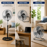 Ventilador 3 en 1 de 18 Pulgadas con Pedestal, Piso o Pared, Aspas Aerodinámicas, Oscilación y 3 Velocidades Metálico