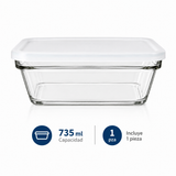 Juego de 6 Recipientes de Vidrio con Tapas para Almacenamiento de Alimentos, Refractarios Apilables para Hornear, Refrigerar, Congelar y Servir, Capacidades de 167 ml, 393 ml, 735 ml y 1.54