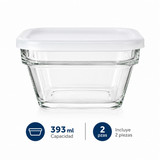 Juego de 6 Recipientes de Vidrio con Tapas para Almacenamiento de Alimentos, Refractarios Apilables para Hornear, Refrigerar, Congelar y Servir, Capacidades de 167 ml, 393 ml, 735 ml y 1.54